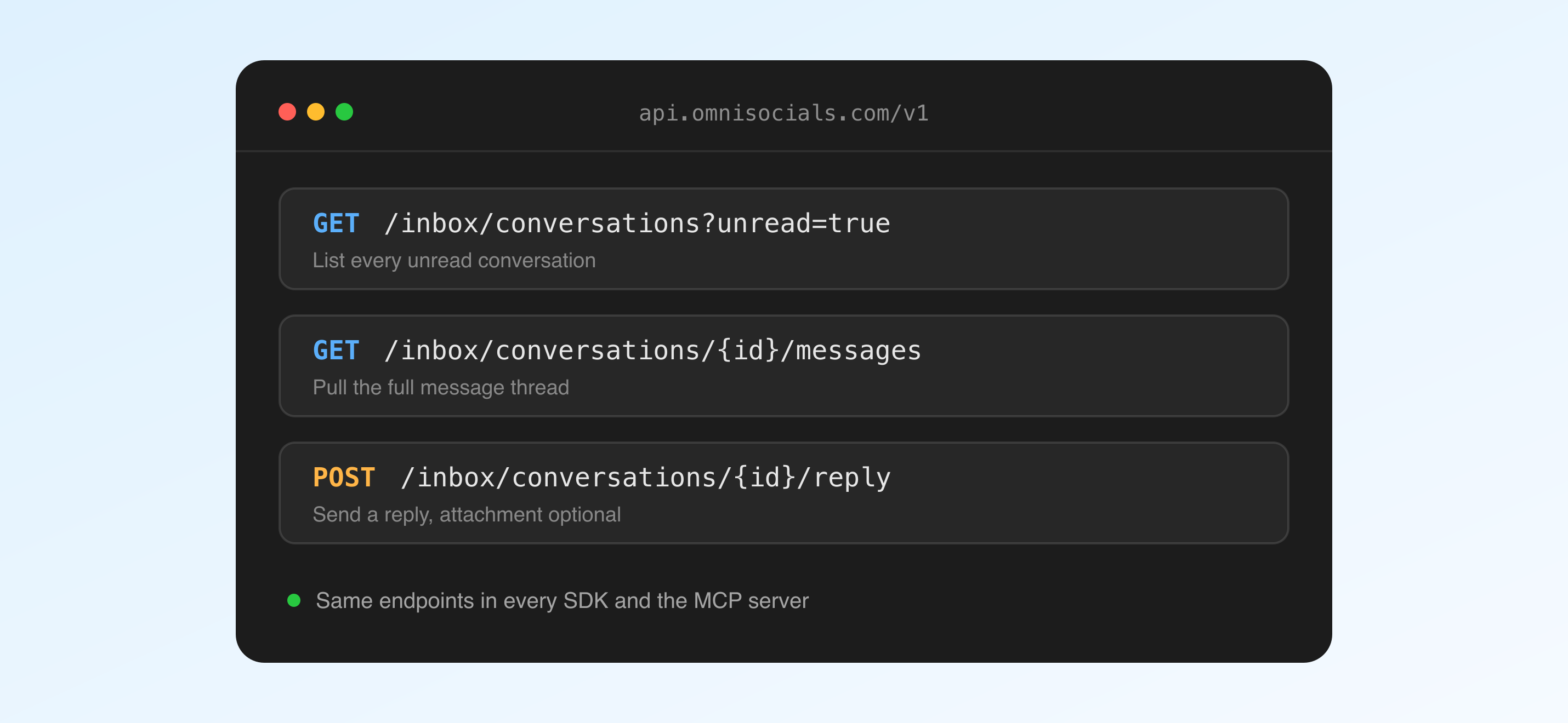The Social Inbox API endpoints