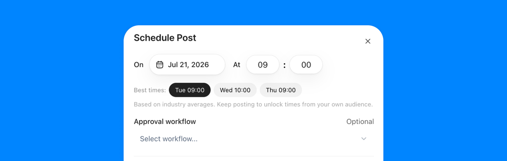 Best time suggestions in the Schedule Post window