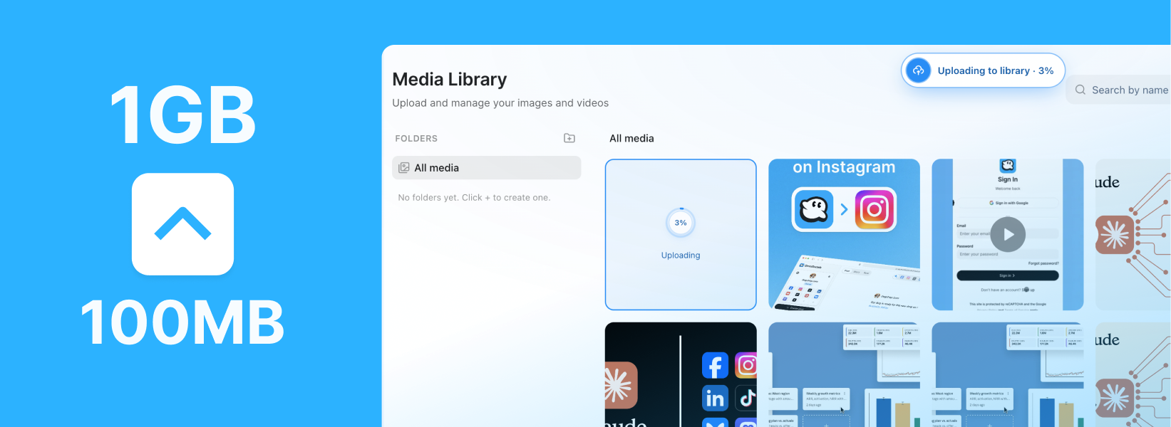 1GB video uploads in OmniSocials