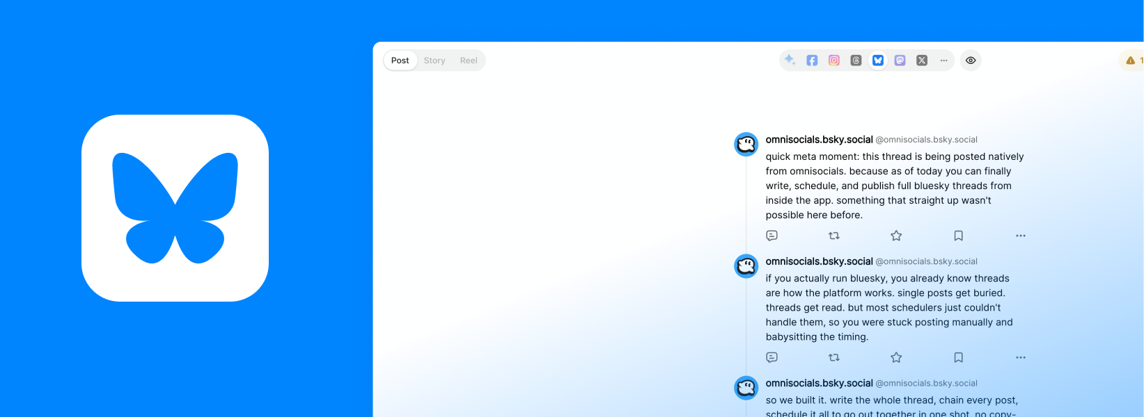 Bluesky threads in OmniSocials