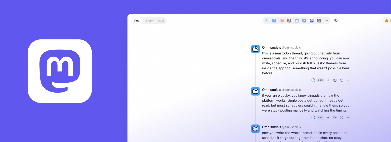 Mastodon threads in OmniSocials