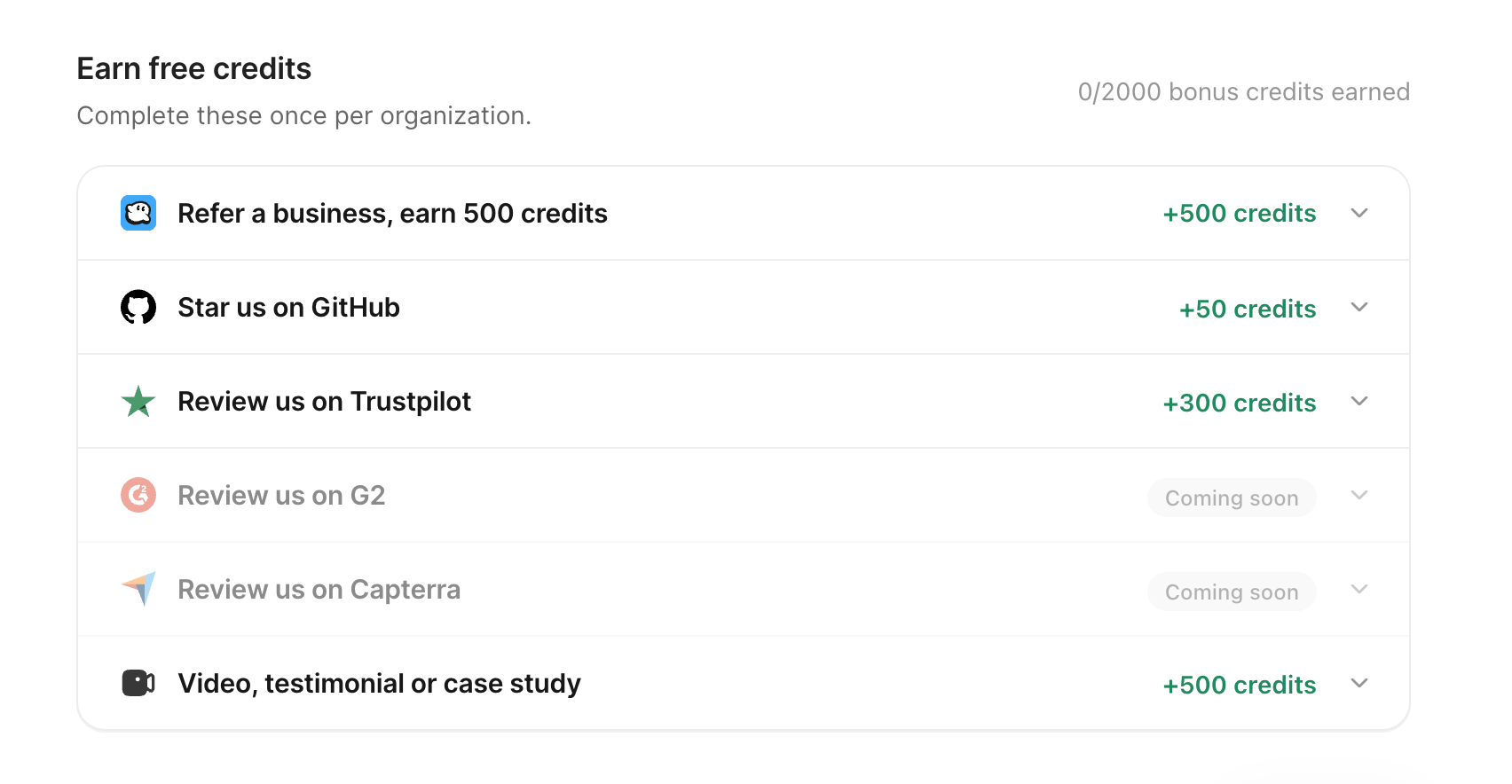 Ways to earn free credits in OmniSocials billing settings